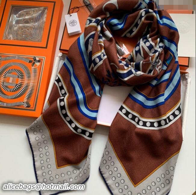 Affordable Price Hermes Cashmere & Silk Sqaure Shawl Scarf 140cm H8608 Brown 2024 Top