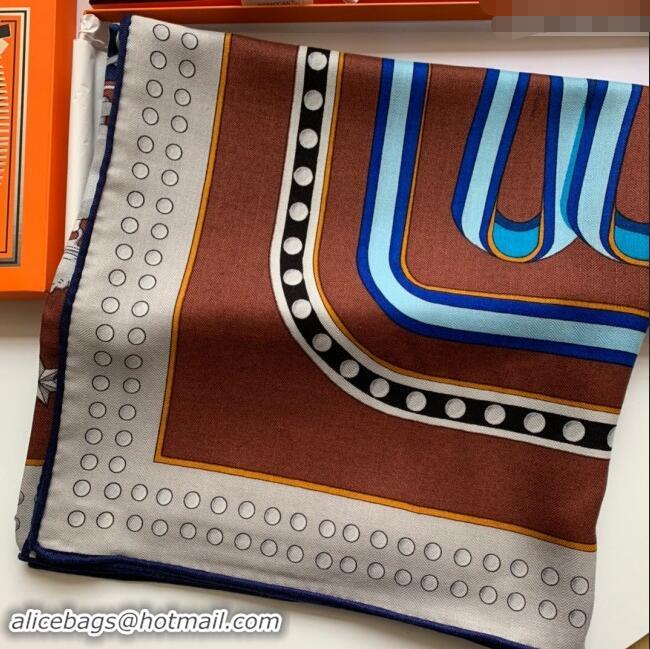 Affordable Price Hermes Cashmere & Silk Sqaure Shawl Scarf 140cm H8608 Brown 2024 Top