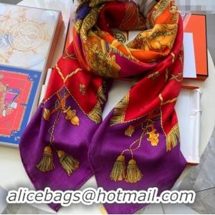 Luxury Cheap Hermes Cashmere & Silk Sqaure Shawl Scarf 140cm H8610 Purple/Red 2024 Top