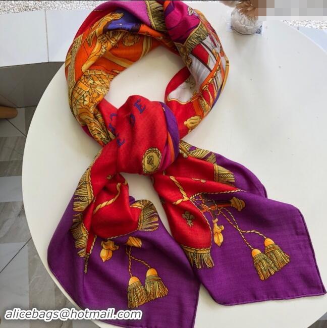 Luxury Cheap Hermes Cashmere & Silk Sqaure Shawl Scarf 140cm H8610 Purple/Red 2024 Top