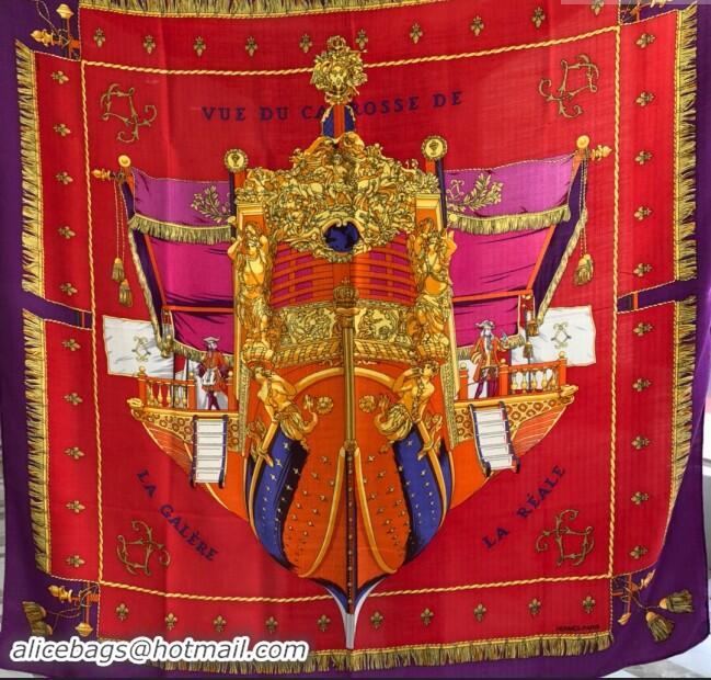 Luxury Cheap Hermes Cashmere & Silk Sqaure Shawl Scarf 140cm H8610 Purple/Red 2024 Top