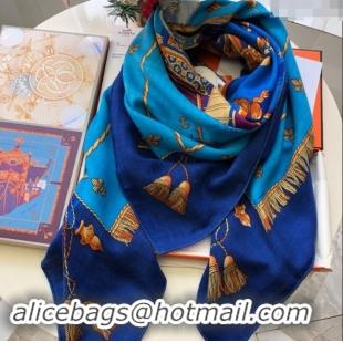 Market Sells Hermes Cashmere & Silk Sqaure Shawl Scarf 140cm H8611 Blue 2024 Top