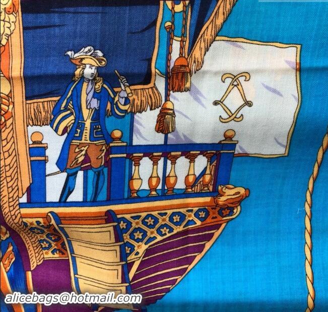 Market Sells Hermes Cashmere & Silk Sqaure Shawl Scarf 140cm H8611 Blue 2024 Top