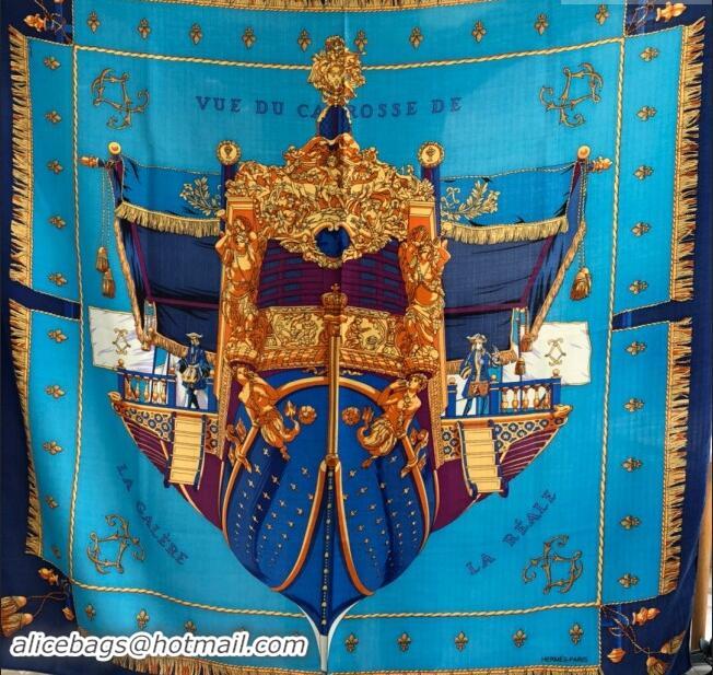 Market Sells Hermes Cashmere & Silk Sqaure Shawl Scarf 140cm H8611 Blue 2024 Top