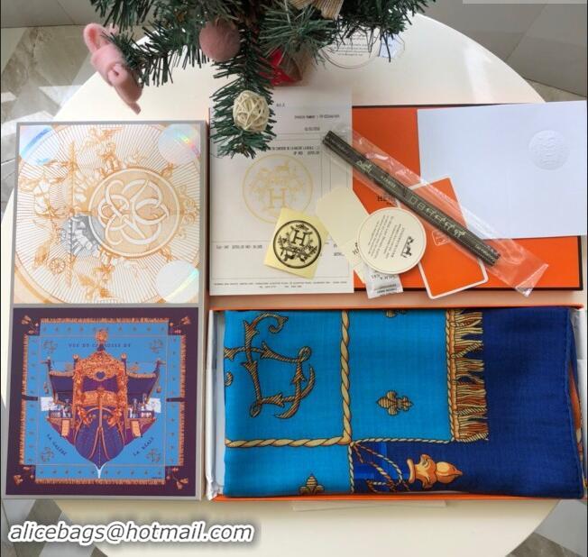 Market Sells Hermes Cashmere & Silk Sqaure Shawl Scarf 140cm H8611 Blue 2024 Top