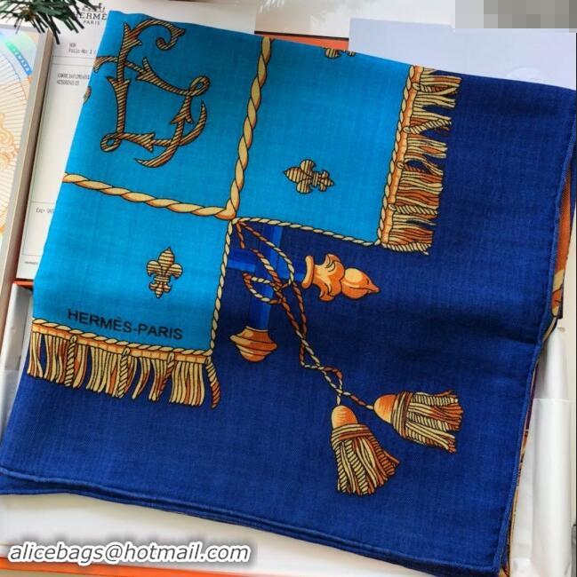 Market Sells Hermes Cashmere & Silk Sqaure Shawl Scarf 140cm H8611 Blue 2024 Top