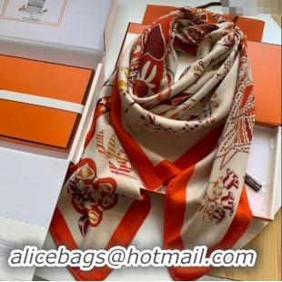 Affordable Price Hermes Cashmere & Silk Sqaure Shawl Scarf 140cm H8612 Orange 2024 Top