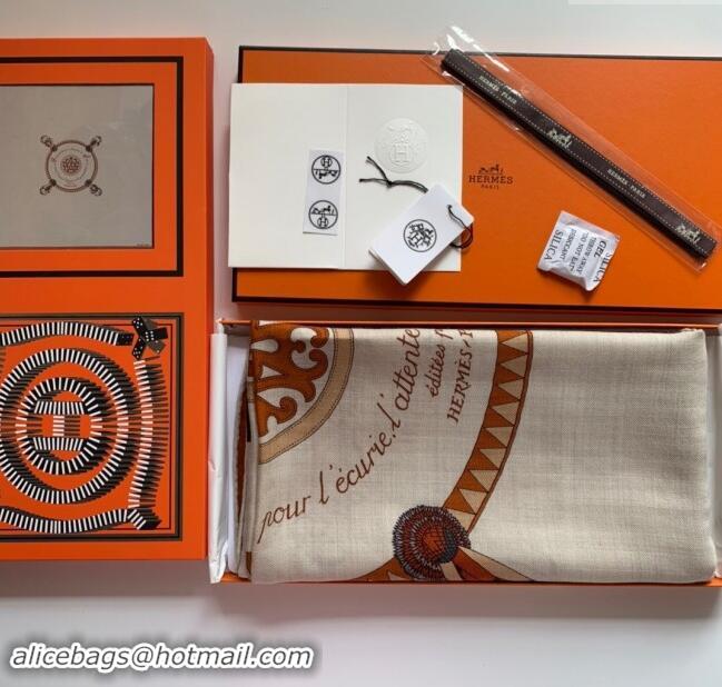 Grade Design Hermes Cashmere & Silk Sqaure Shawl Scarf 140cm H8614 Beige 2024 Top