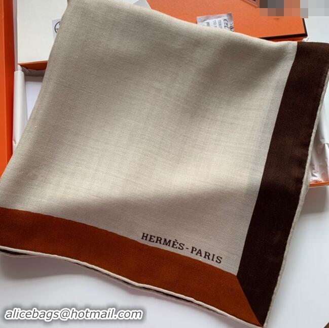 Grade Design Hermes Cashmere & Silk Sqaure Shawl Scarf 140cm H8614 Beige 2024 Top