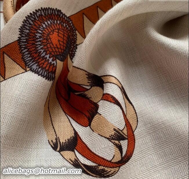 Grade Design Hermes Cashmere & Silk Sqaure Shawl Scarf 140cm H8614 Beige 2024 Top