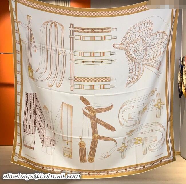 Top Design Hermes Cashmere & Silk Sqaure Shawl Scarf 140cm H8615 Beige/Brown 2024 Top