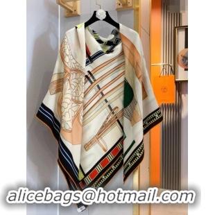 Trendy Design Hermes Cashmere & Silk Sqaure Shawl Scarf 140cm H8616 Beige/Black 2024 Top