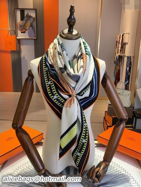 Trendy Design Hermes Cashmere & Silk Sqaure Shawl Scarf 140cm H8616 Beige/Black 2024 Top