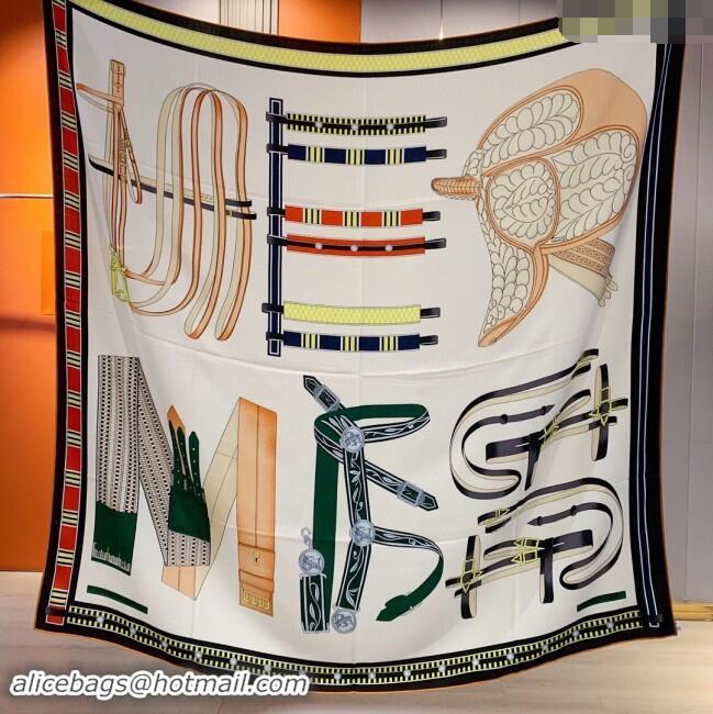 Trendy Design Hermes Cashmere & Silk Sqaure Shawl Scarf 140cm H8616 Beige/Black 2024 Top