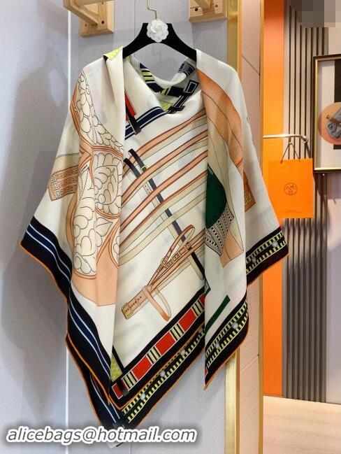 Trendy Design Hermes Cashmere & Silk Sqaure Shawl Scarf 140cm H8616 Beige/Black 2024 Top