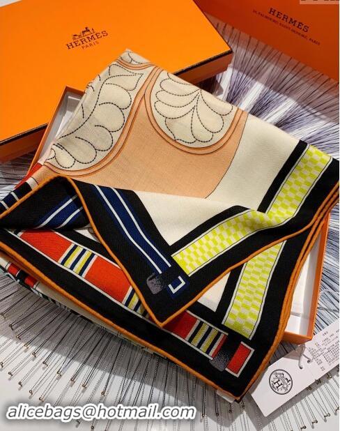 Trendy Design Hermes Cashmere & Silk Sqaure Shawl Scarf 140cm H8616 Beige/Black 2024 Top