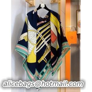 Best Grade Hermes Cashmere & Silk Sqaure Shawl Scarf 140cm H8617 Black/Green 2024 Top