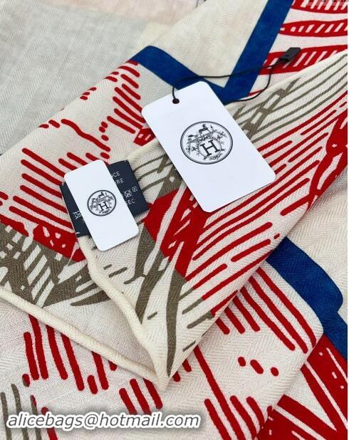 Top Quality Hermes Cashmere & Silk Sqaure Shawl Scarf 140cm H8620 Red/Blue 2024