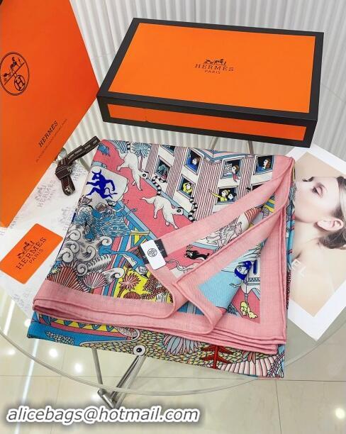 Top Quality Hermes Cashmere & Silk Sqaure Shawl Scarf 140cm H8624 Pink 2024