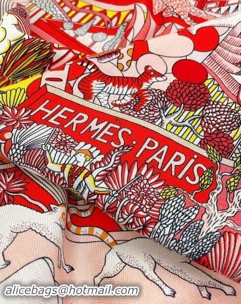 Reasonable Price Hermes Cashmere & Silk Sqaure Shawl Scarf 140cm H8625 Red 2024