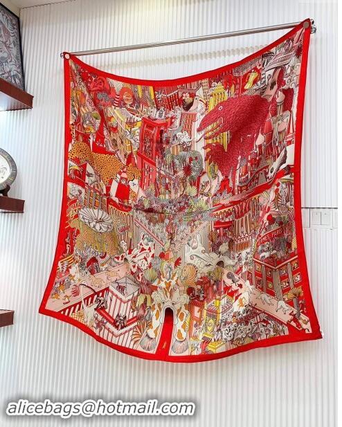 Reasonable Price Hermes Cashmere & Silk Sqaure Shawl Scarf 140cm H8625 Red 2024