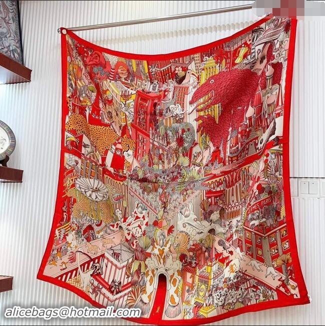 Reasonable Price Hermes Cashmere & Silk Sqaure Shawl Scarf 140cm H8625 Red 2024