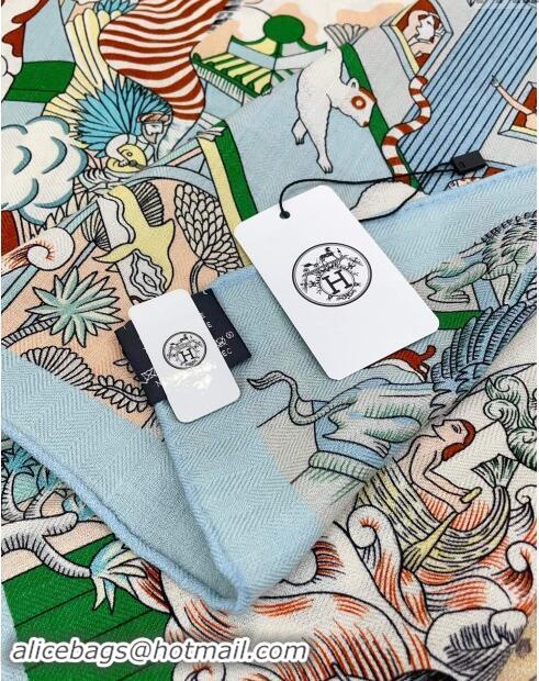 Good Taste Hermes Cashmere & Silk Sqaure Shawl Scarf 140cm H8626 Green 2024