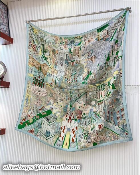 Good Taste Hermes Cashmere & Silk Sqaure Shawl Scarf 140cm H8626 Green 2024