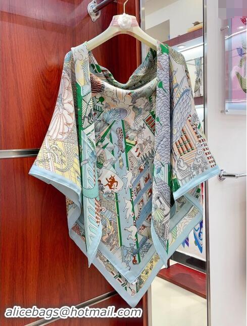 Good Taste Hermes Cashmere & Silk Sqaure Shawl Scarf 140cm H8626 Green 2024