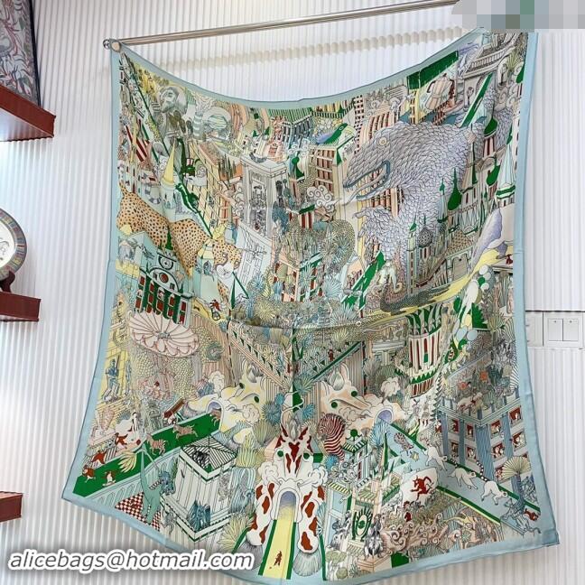 Good Taste Hermes Cashmere & Silk Sqaure Shawl Scarf 140cm H8626 Green 2024