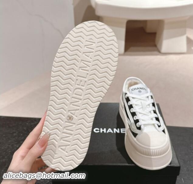 Good Quality Chanel Patent Calfskin Platform Sneakers Black 1016115