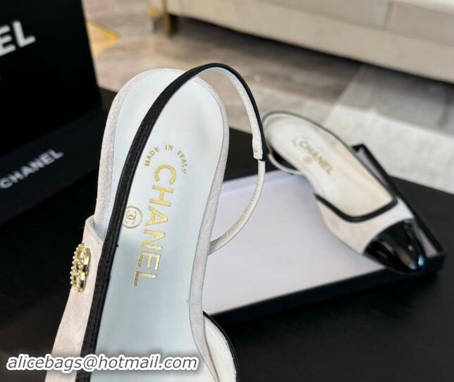 Trendy Design Chanel Suede Slingbacks Flats G46000 White 1016134