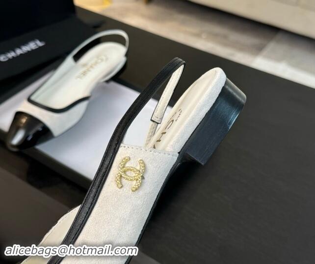 Trendy Design Chanel Suede Slingbacks Flats G46000 White 1016134