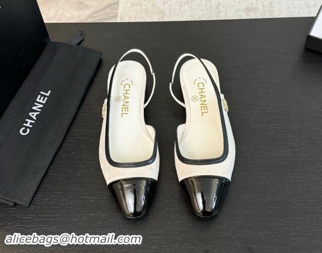 Trendy Design Chanel Suede Slingbacks Flats G46000 White 1016134