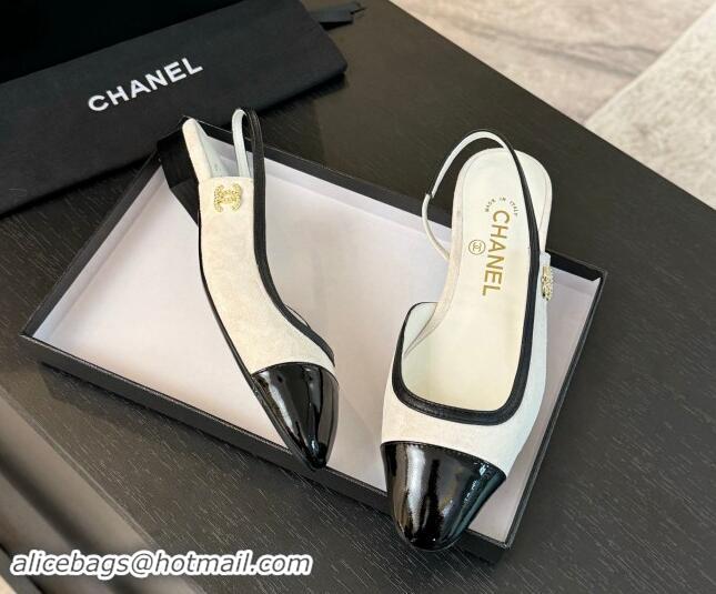 Trendy Design Chanel Suede Slingbacks Flats G46000 White 1016134