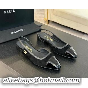 Pretty Style Chanel Suede Slingbacks Flats G46000 Black 1016136