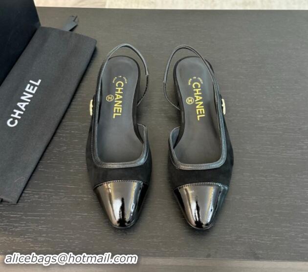 Pretty Style Chanel Suede Slingbacks Flats G46000 Black 1016136