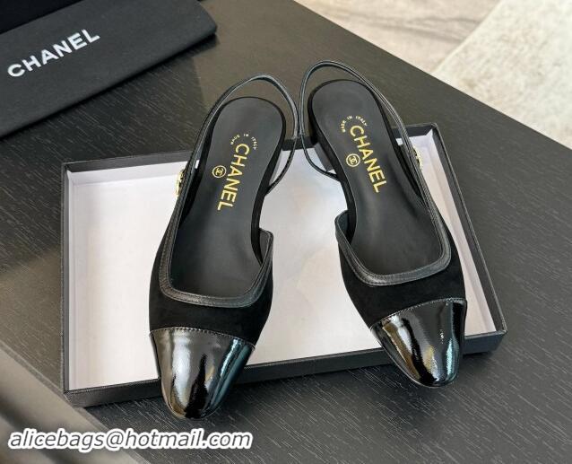 Pretty Style Chanel Suede Slingbacks Flats G46000 Black 1016136