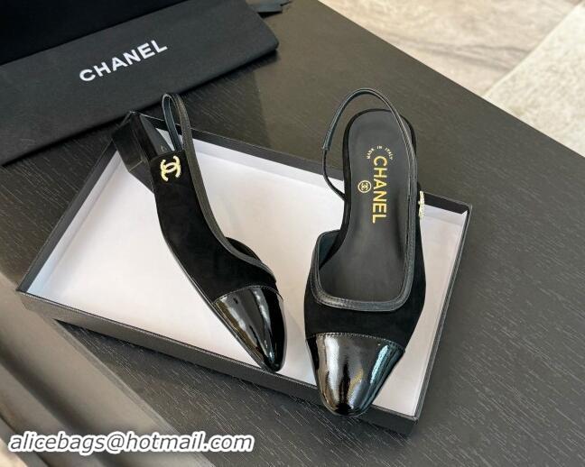 Pretty Style Chanel Suede Slingbacks Flats G46000 Black 1016136