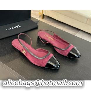 Luxurious Chanel Suede Slingbacks Flats G46000 Burgundy 1016137