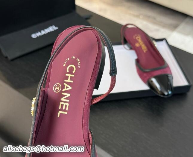 Luxurious Chanel Suede Slingbacks Flats G46000 Burgundy 1016137