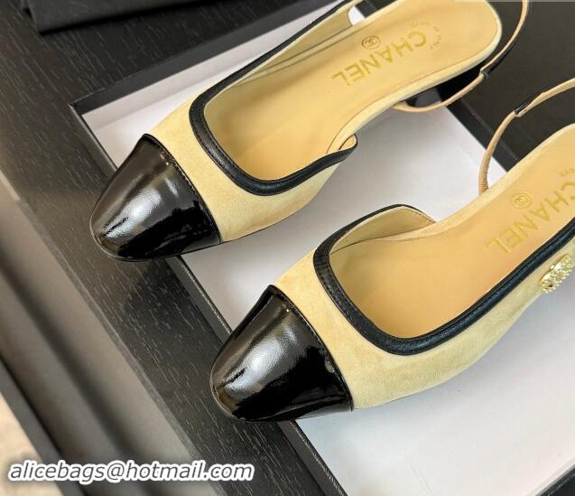 Good Quality Chanel Suede Slingbacks Flats G46000 Beige 1016138