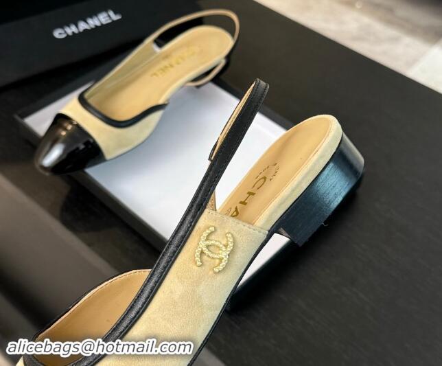 Good Quality Chanel Suede Slingbacks Flats G46000 Beige 1016138