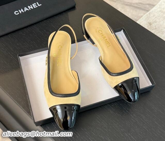 Good Quality Chanel Suede Slingbacks Flats G46000 Beige 1016138