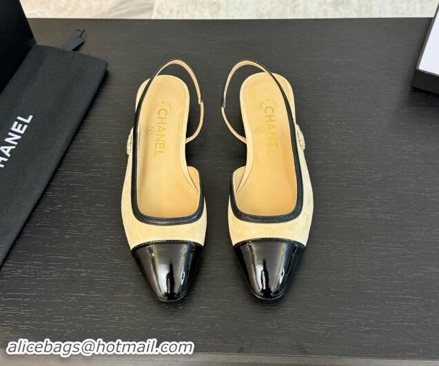 Good Quality Chanel Suede Slingbacks Flats G46000 Beige 1016138