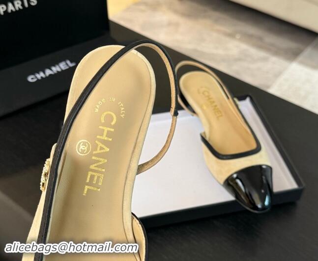 Good Quality Chanel Suede Slingbacks Flats G46000 Beige 1016138