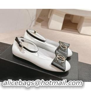 Good Quality Chanel Calfskin Mary Janes Ballet Flats with CC Bow and Strass 1016147