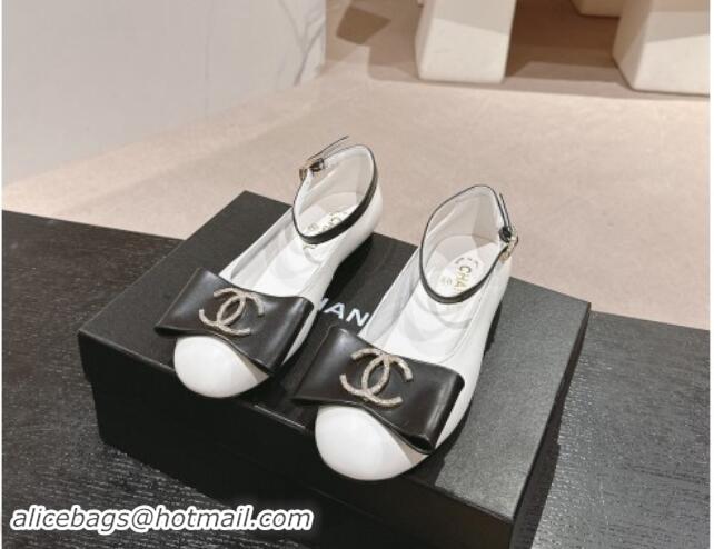 Good Quality Chanel Calfskin Mary Janes Ballet Flats with CC Bow and Strass 1016147