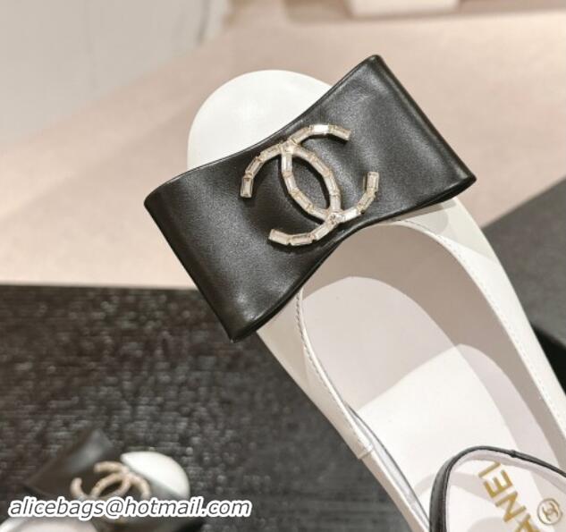 Good Quality Chanel Calfskin Mary Janes Ballet Flats with CC Bow and Strass 1016147