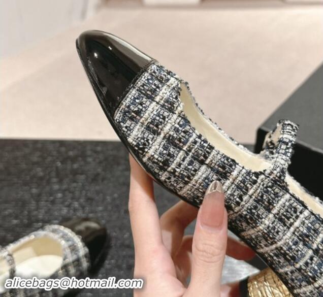 Stylish Chanel Tweed & Patent Calfskin Mary Janes Pumps 3.5cm G45952 Black 1017004